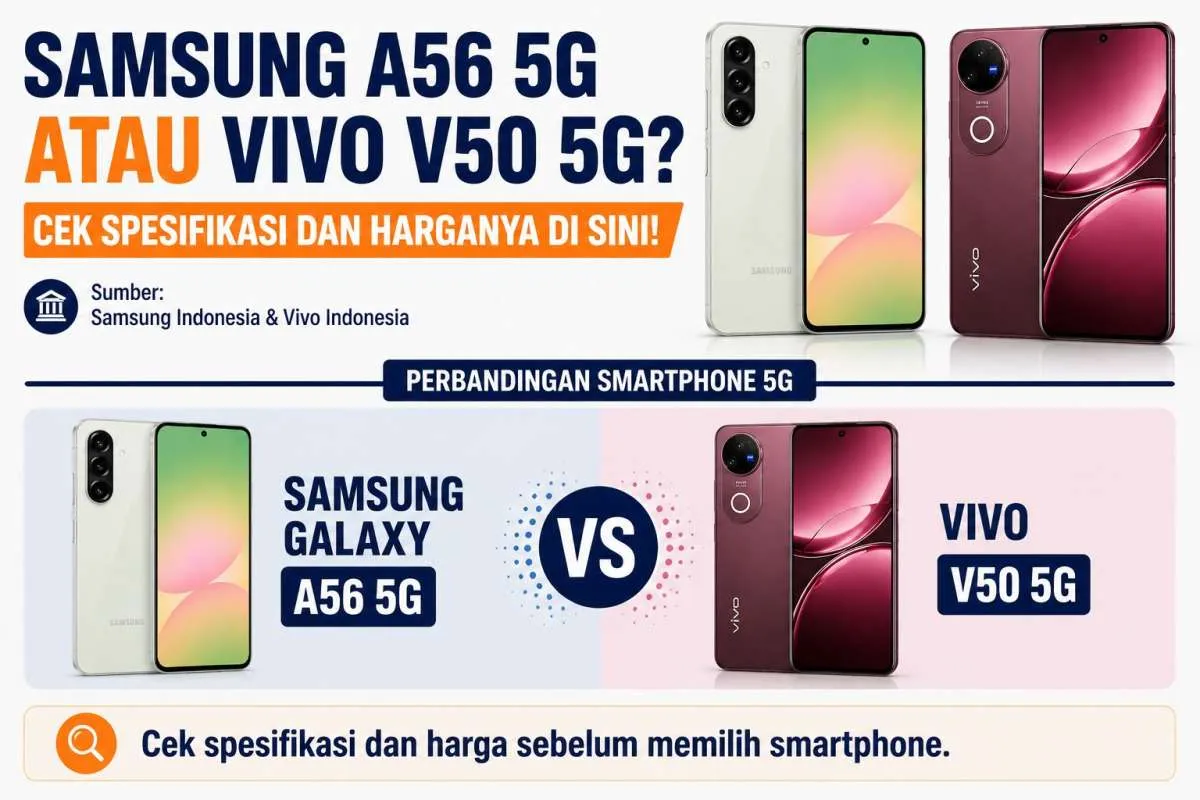 Pilih Samsung A56 5G atau Vivo V50 5G? Cek Spesifikasi dan Harganya di Sini