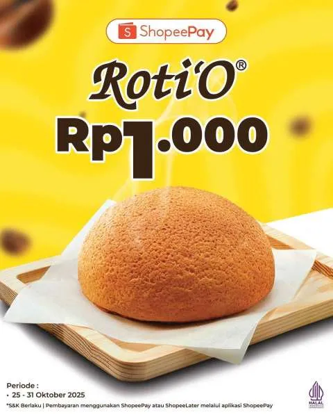 Promo RotiO x ShopeePay sampai 31 Oktober 2025