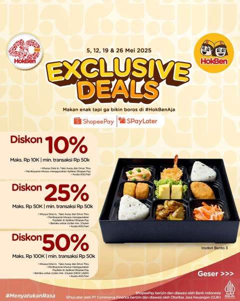 Promo HokBen Bulan Mei 2025 dengan ShopeePay dan SPayLater
