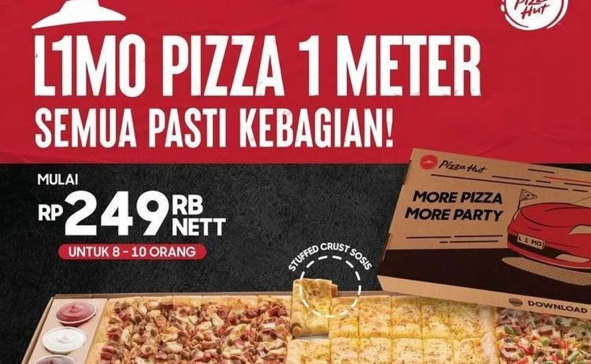 Promo Pizza Hut di Bulan Juli 2022, Makan Bersama Limo Pizza 1 Meter Harga Spesial
