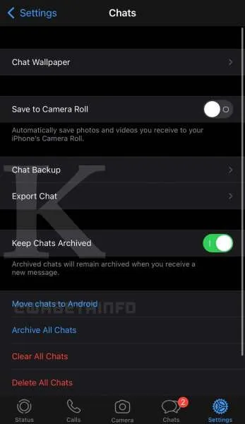 Screenshot transfer riwayat chat WA dari iOS ke Android