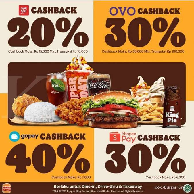 Double- burger King September 2021, Berbagai Diskon Cashback dari OVO Hingga GoPay