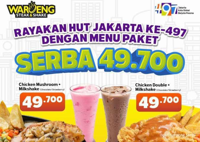 Promo Waroeng Steak HUT Jakarta ke-497, Steak Serba Rp 49.700 Edisi 24-28 Juni 2024