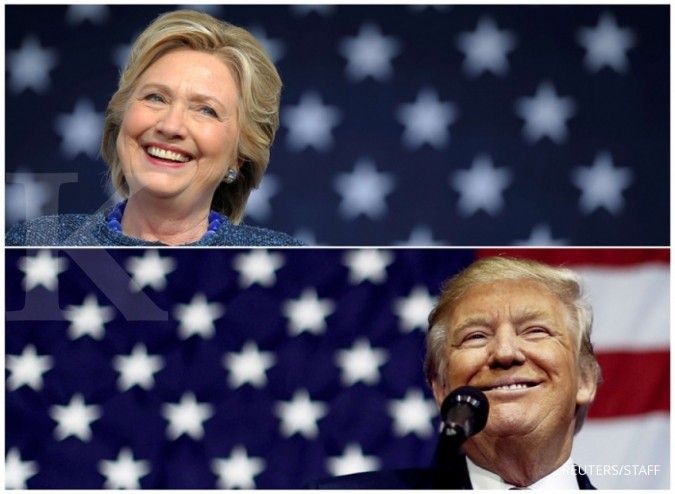 Perbedaan suara Clinton dan Trump kian menipis