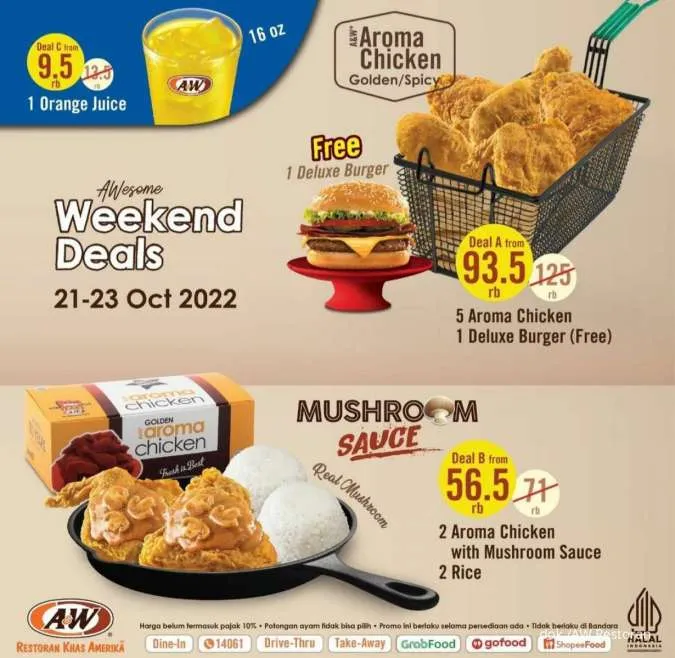 Promo AW Restoran Paket Weekend Deals periode 21-23 Oktober 2022