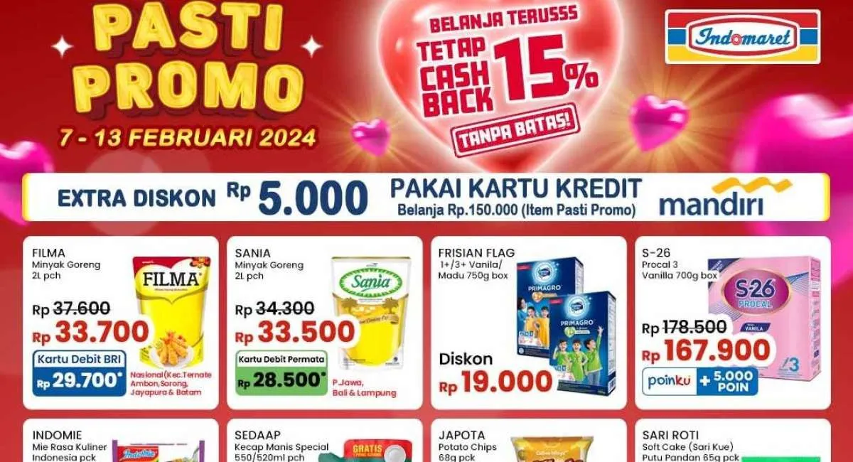 Promo JSM Indomaret 9-11 Februari 2024 Cashback 15% Tanpa Batas, Belanja Lebih Murah
