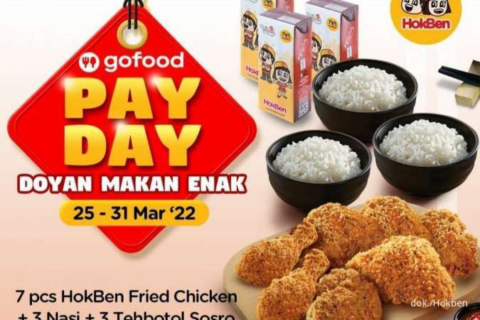 Promo Hokben di GoFood Payday, Beli 7 Ayam, 3 Nasi, dan 3 Tehbotol Lebih Hemat!