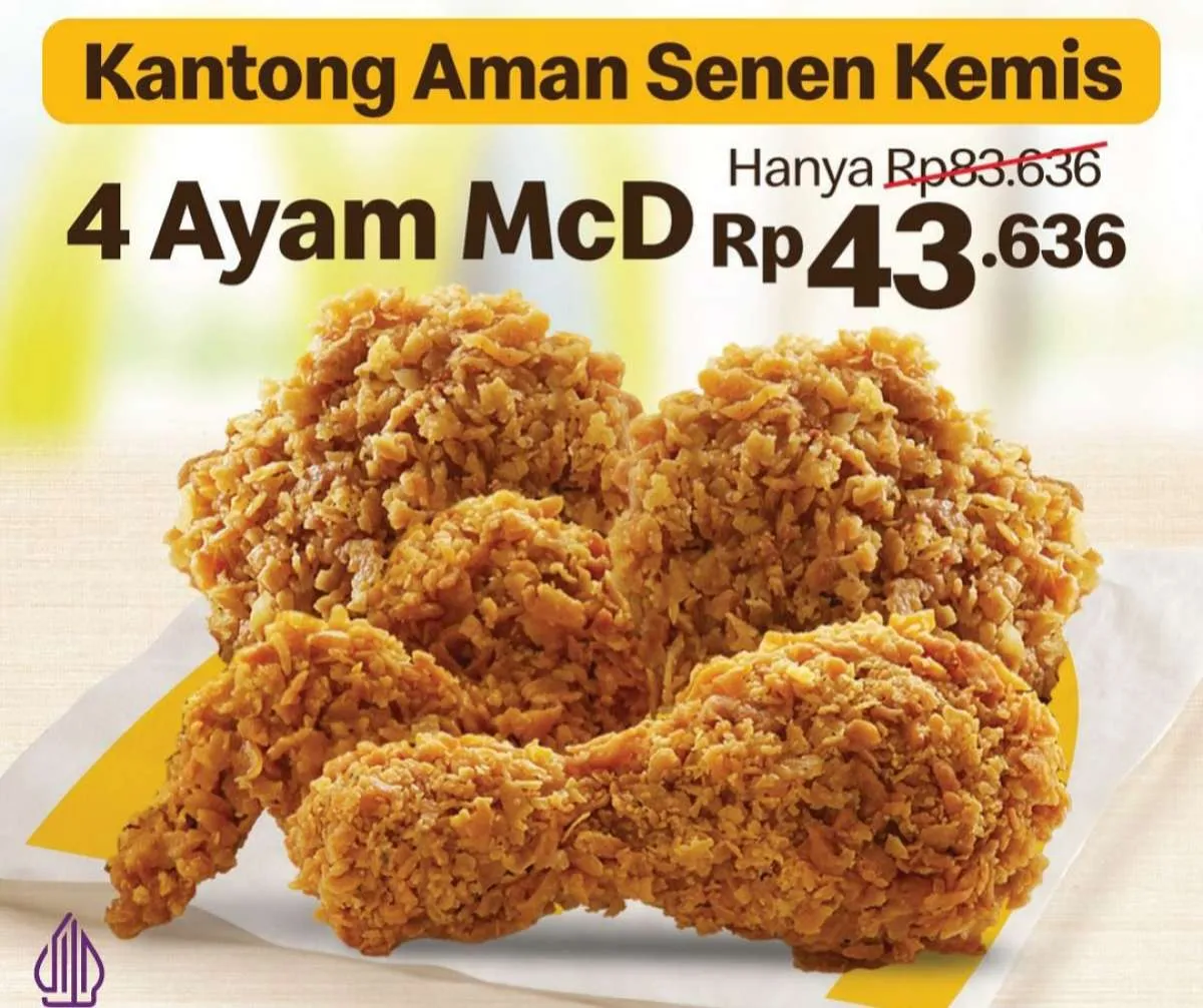 Promo McD Senin dan Kamis Desember 2023, Pesan 4 Ayam Hanya Rp 43.636