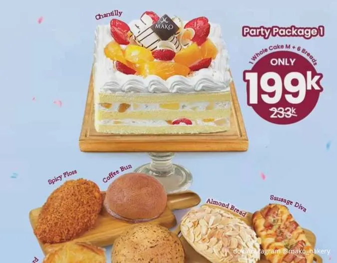 Hari Terakhir Promo Mako Bakery Party Treats, Paket 1 Whole Cake & 6 Roti Lebih Hemat