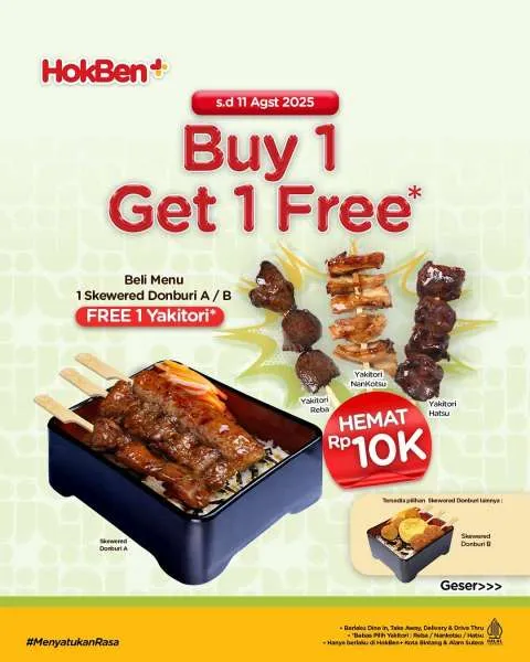 Promo HokBen+ Tebus Murah Skewered Donburi