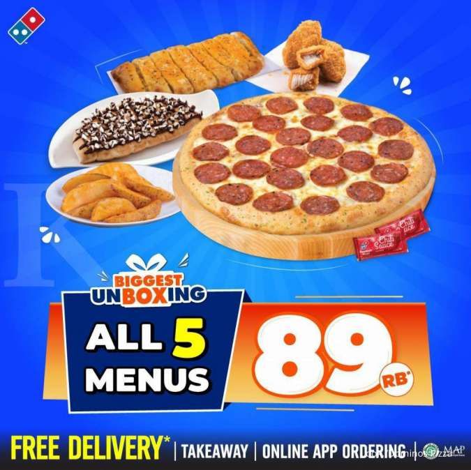 Promo Dominos Pizza 22 September 2021, The Biggest Unboxing Isi 5 Menu Cuma Rp 89.000