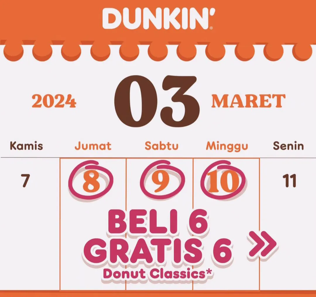 Promo Dunkin beli 6 gratis 6 edisi Munggahan Maret 2024