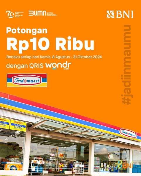 Promo Wondr by BNI di Indomaret Bulan Agustus 2024