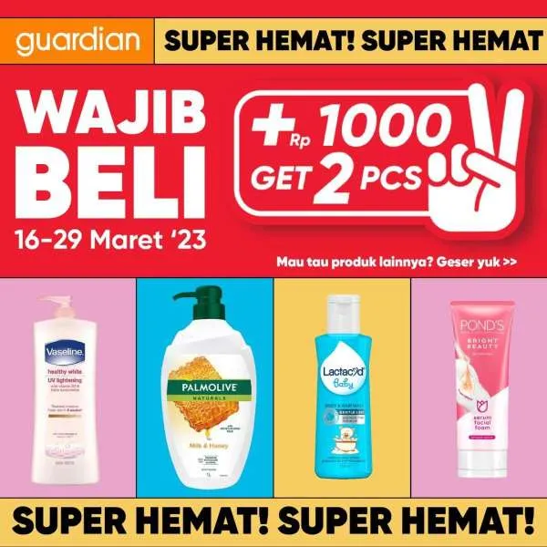 Promo Guardian 16-29 Maret 2023, Tambah Uang Rp 1.000 Dapat 2 Body Lotion Vaseline
