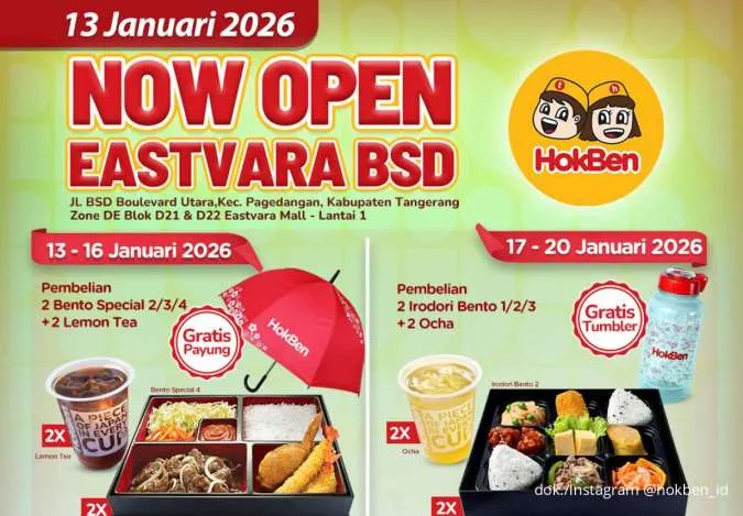 Promo HokBen Eastvara BSD: 4 Promo Besar Beruntun, Gratis Payung & Tumbler Menanti