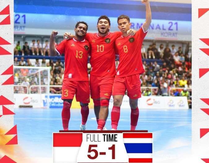 Welcome Final! Indonesia Singkirkan Thailand 5-1 di AFC Asean Futsal Championship