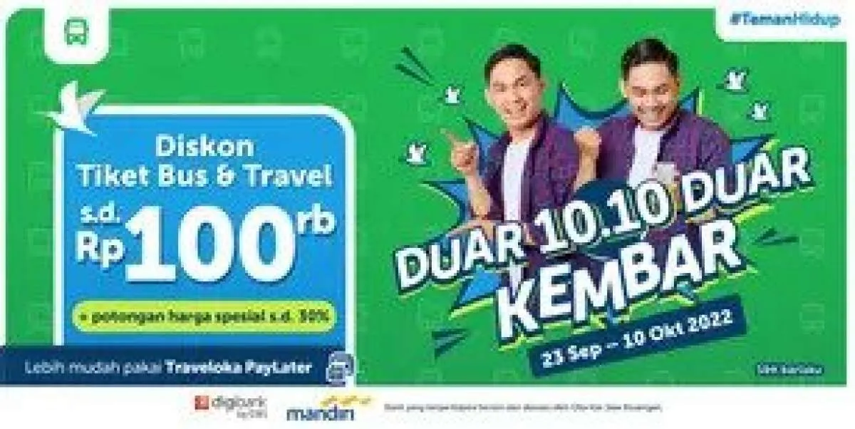 Promo Traveloka 10.10, Nikmati Diskon Tiket Bus & Travel s.d Rp 100.000 