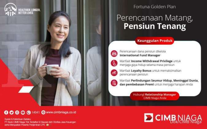 Gandeng CIMB Niaga, AIA Financial luncurkan produk bancassurance Fortuna Golden Plan