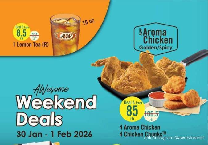 Promo A&W Weekend Deals: 6 Ayam & Cheeseburger Gratis, Jangan Sampai Kehabisan!