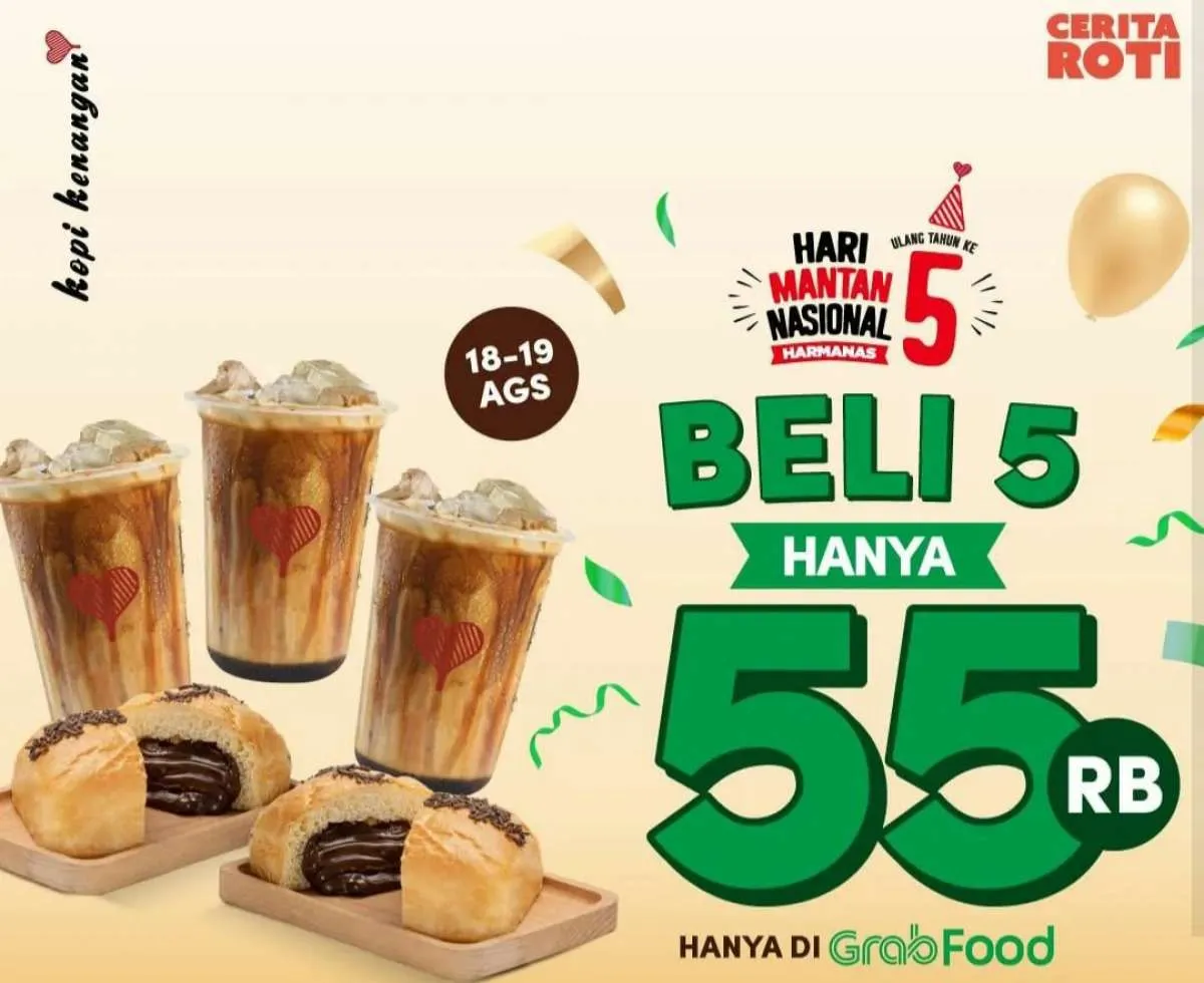 Promo Kopi Kenangan 18-19 Agustus 2022, Beli 5 Cuma Rp 55.000 di GrabFood