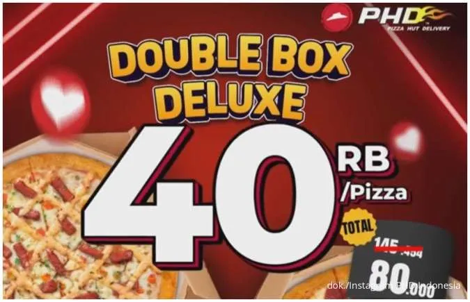 Promo PHD Double Box Deluxe 3-18 Mei, 2 Pizza Hanya Rp 80.000 Bebas Pilih Topping