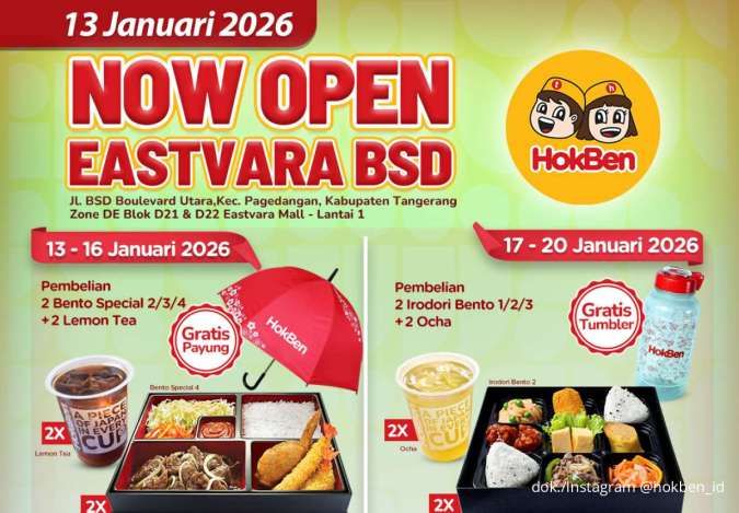 Promo HokBen Eastvara BSD: 4 Promo Besar Beruntun, Gratis Payung & Tumbler Menanti