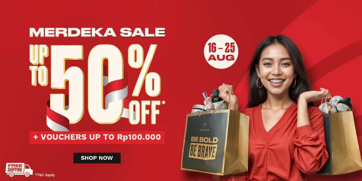 Promo The Body Shop Merdeka Sale Diskon s/d 50% Periode 16-25 Agustus 2024