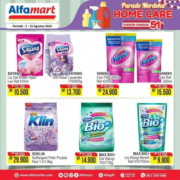 Promo Alfamart Home Care Diskon s/d 51% Periode 1-15 Agustus 2024