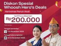 Spesial Harbolnas! Promo Whoosh Hari Pahlawan 7–11 November, Tiket Mulai Rp 200K Saja