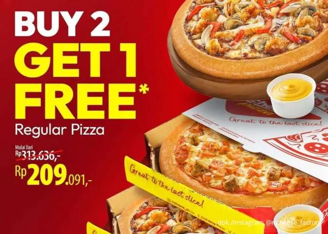 Promo Richeese Factory Regular Pizza, Buy 2 Get 1 Free Pizza Harga Spesial