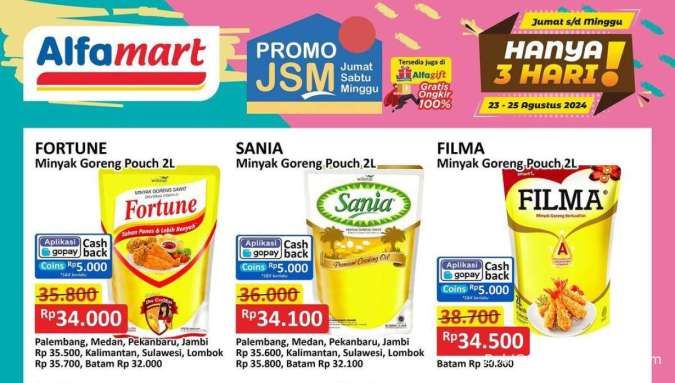 Promo JSM Alfamart Weekend 23-25 Agustus 2024, Promo Minyak Goreng Sania dan Filma