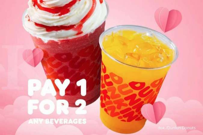 Promo Dunkin Donuts 11-13 Februari 2022, Pay 1 For 2 Minuman via Kartu BCA & Flazz