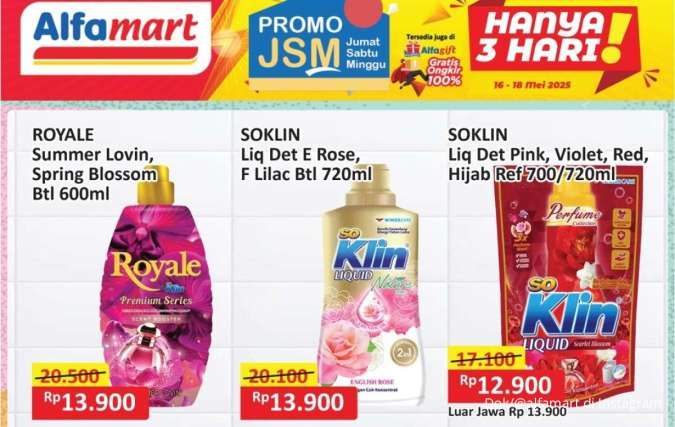 Promo JSM Alfamart 18 Mei 2025, Deterjen So Klin Lebih Murah Sampai Hari Minggu