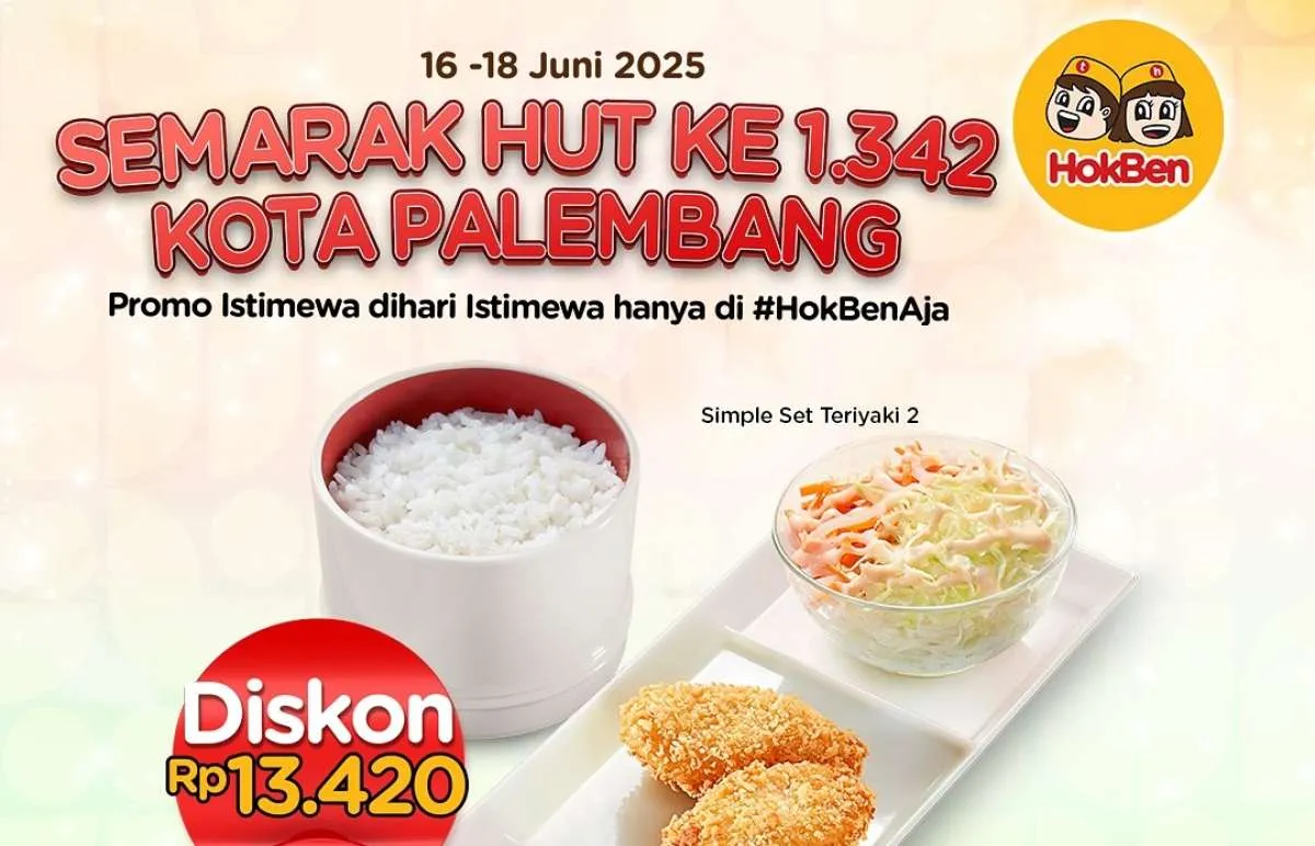 Promo HokBen HUT Kota Palembang 17 Juni 2025, Diskon Rp 13.000-an Sampai Besok