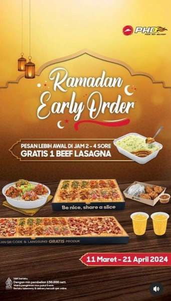 Promo Pizza Hut Delivery Gratis Beef Lasagna di Bulan Ramadhan