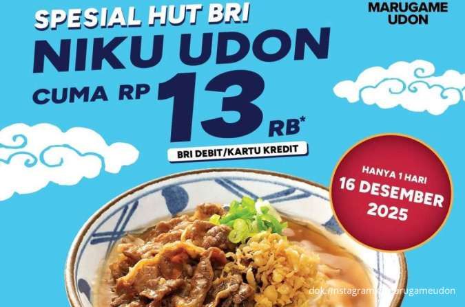 Spesial HUT BRI ke-130: Promo Niku Udon Marugame Cuma Rp 13.000 Khusus 16 Desember