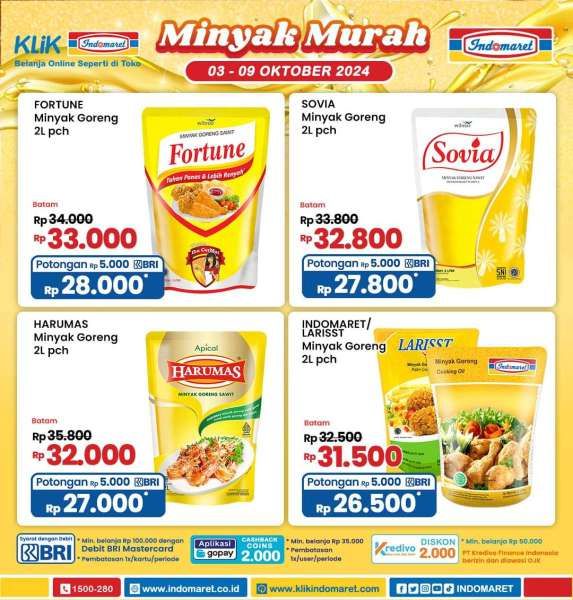 Promo Minyak Goreng Murah di Indomaret 3-9 Oktober 2024