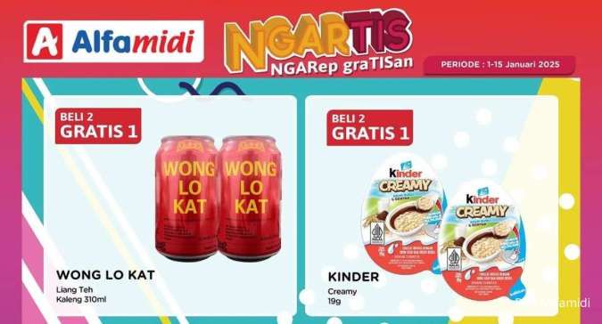 Promo Alfamidi Ngartis Periode 1-15 Januari 2025, Kinder Joy Creamy Beli 2 Gratis 1