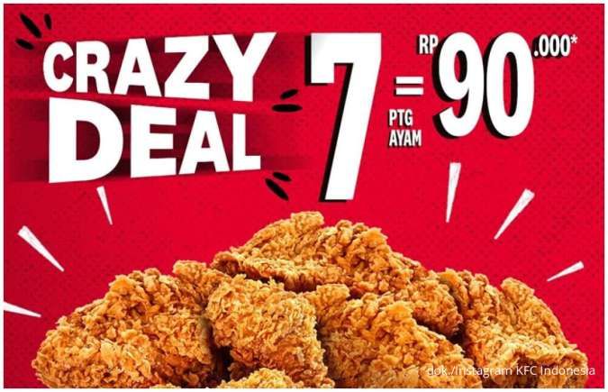 Promo KFC Crazy Deal The Best Thursday Tiap Kamis, 7 Potong Ayam Hanya Rp 90.000