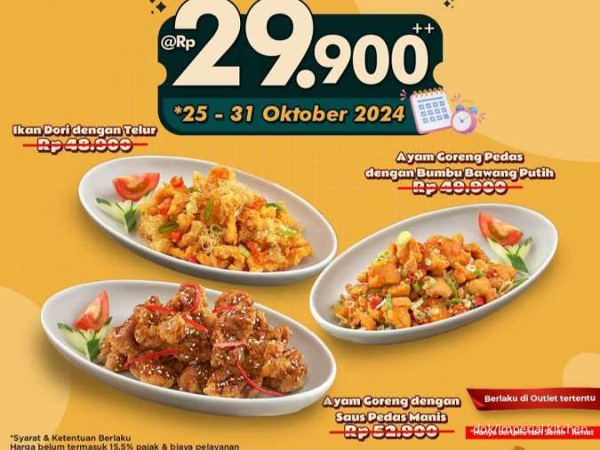 Promo Imperial Kitchen Payday 25-31 Oktober 2024, Semua Menu Serba Rp 29.900