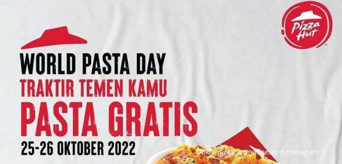 Promo Pizza Hut 25-26 Oktober 2022 di Hari Pasta Sedunia, Promo Beli 1 Gratis 1