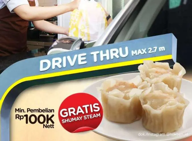 Promo HokBen Drive Thru Stok Terbatas, Order Menu Favorit Gratis Shumay/Tehbotol