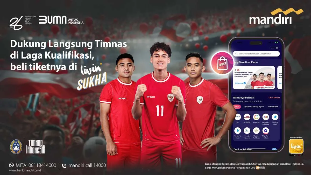 Beli Tiket Timnas Garuda Kini Lebih Praktis Pakai Livin’ Sukha Milik Bank Mandiri