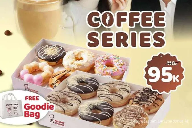 Promo Mister Donut Coffee Series Oktober: Beli 12 Donat Cuma 95K, Free Goodie Bag