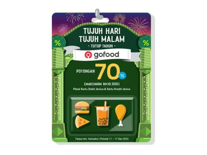 Promo GoFood di Jenius, Ada Diskon 70% Cuma sampai 17 Desember 2023