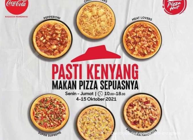 Promo Pizza Hut 4-15 Oktober 2021, makan varian pizza sepuasnya hanya Rp 59.000