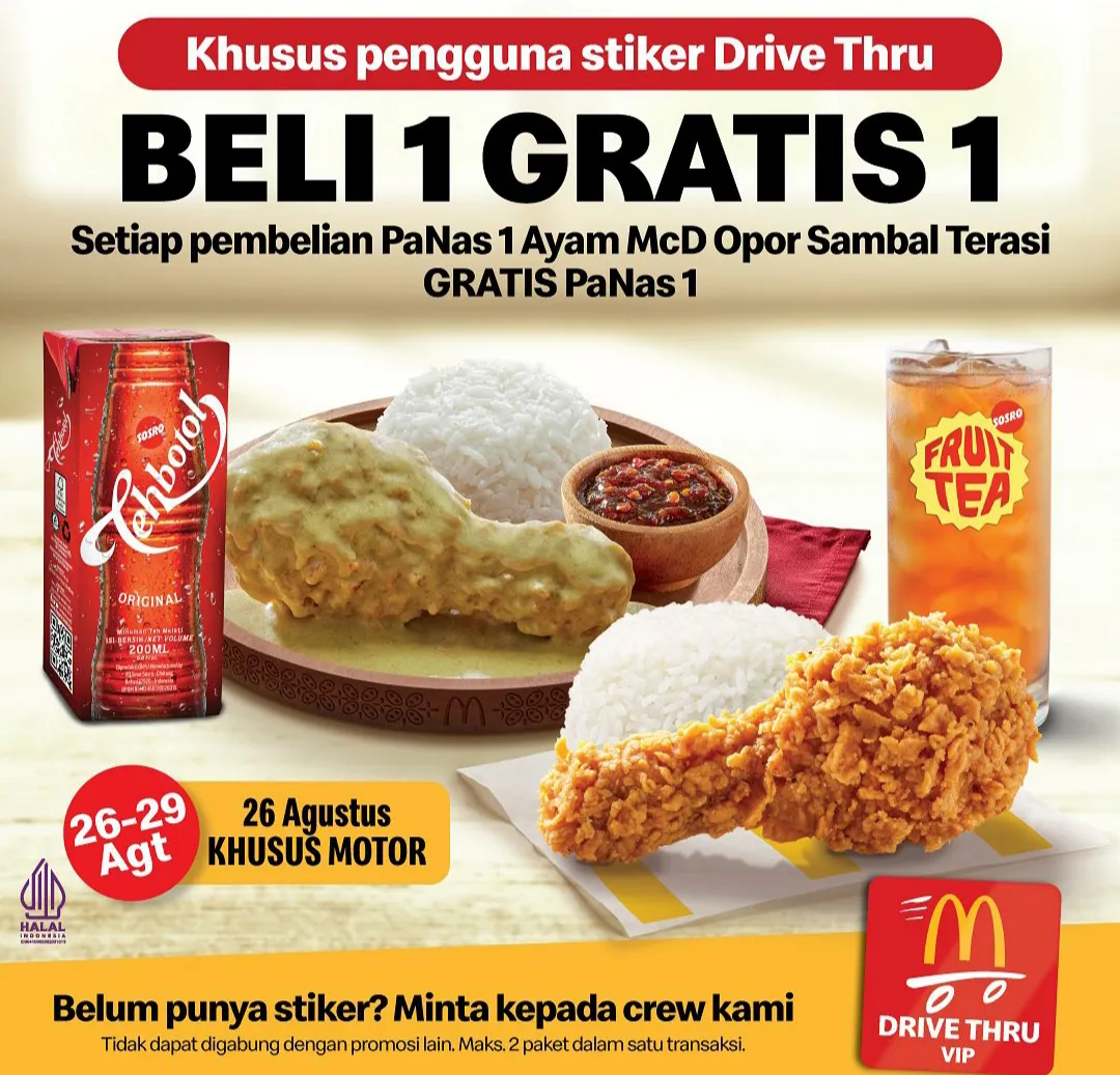 Promo McD Beli 1 Gratis 1 via Drive Thru