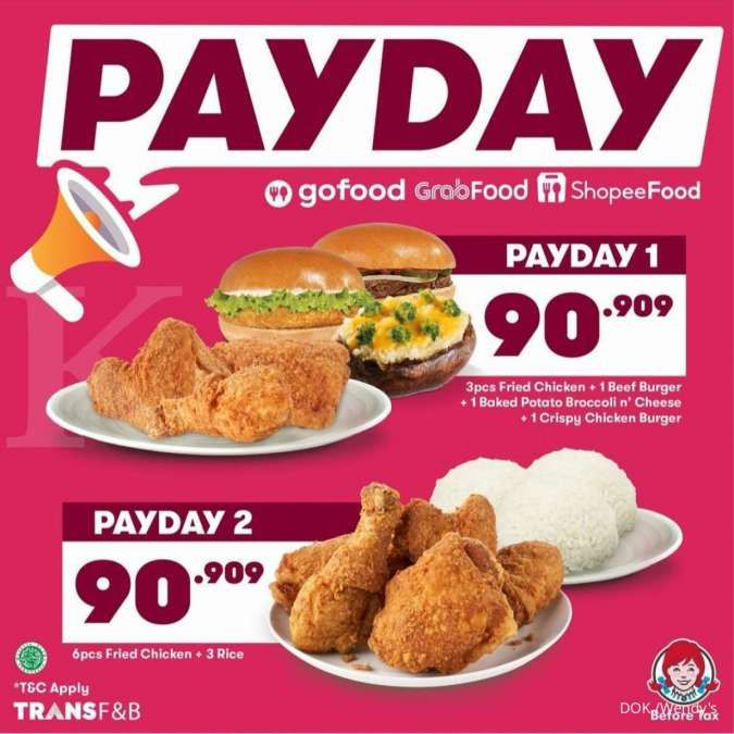 Promo Wendy’s 29-30 September 2021, Paket Payday 1 & Payday 2 Harga Super Hemat