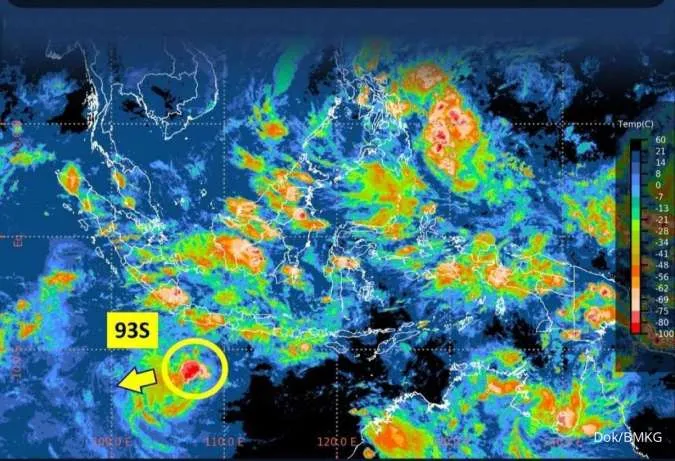 93S Siap Menjelma Jadi Siklon Tropis, Hujan Lebat Angin Kencang di Provinsi Ini 