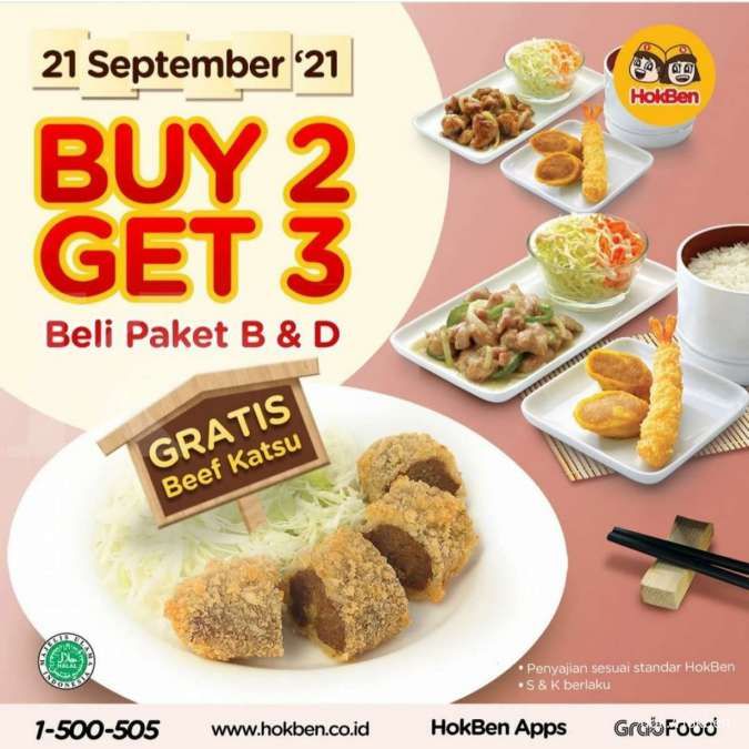 Promo Hokben 21 September 2021, Beli Paket B & D Gratis Beef Katsu Rp 78.000